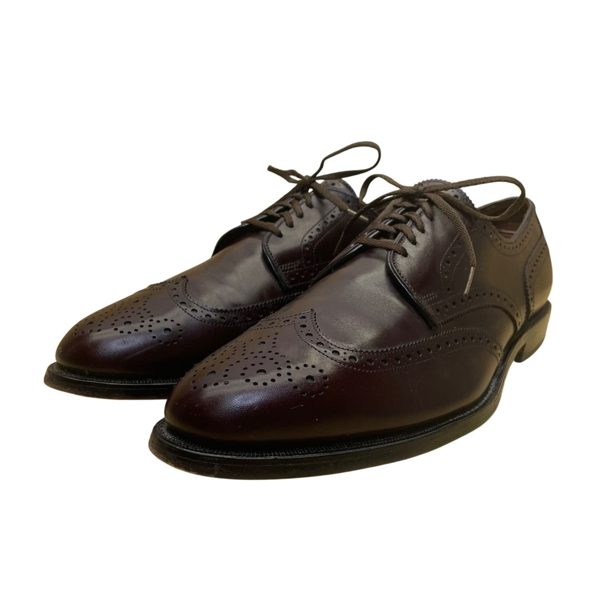 Allen Edmonds Men’s Brown Burgundy Leather Wingtip Oxford Dress Shoes Size 11B