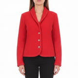 Talbots Womens Red Wool Blazer Textured Design Silver Buttons Size 4