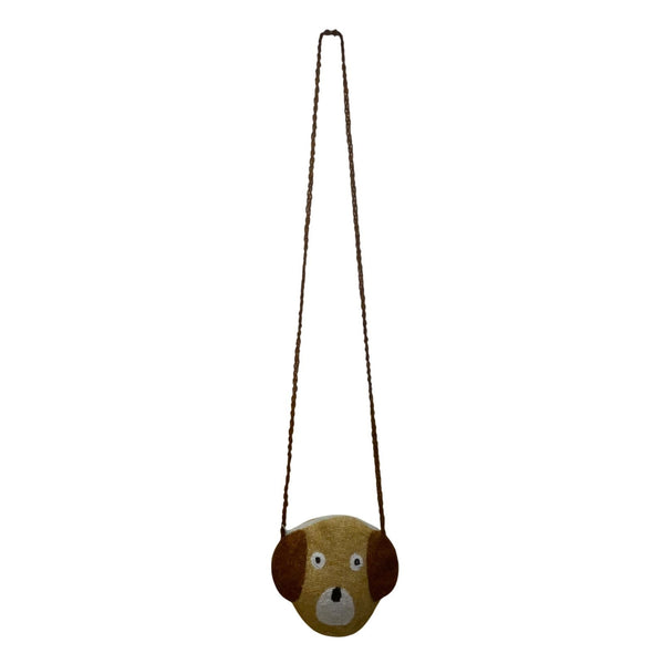 Women’s Brown Beaded Dog Face Handcrafted Unique Kid-Friendly Crossbody Purse