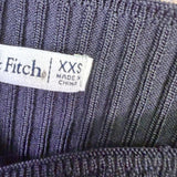 Abercrombie & Fitch Womens Black Ribbed Long Sleeve Top Fitted Stretch Sz XXS