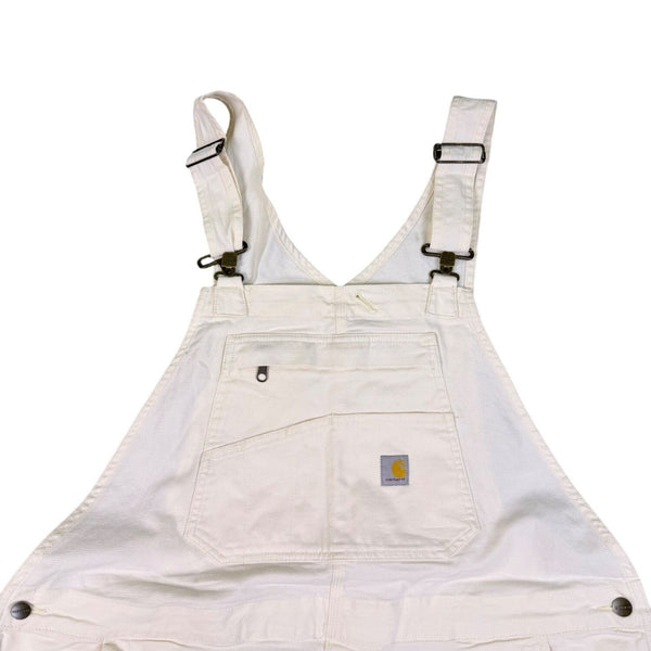 Carhartt Womens White Canvas Rugged Flex Bib Overalls Loose Fit Sz XL (16-18)