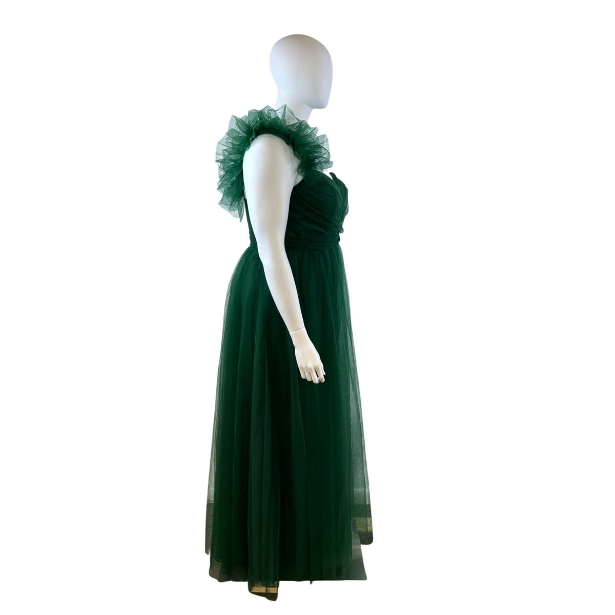 Missacc Green One-Shoulder Tulle Evening Gown Women's Formal Dress - New