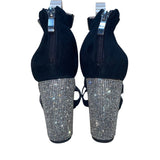 Windsor Women’s Black Suede Rhinestone Strappy High Heel Sugar Sandals Size 8