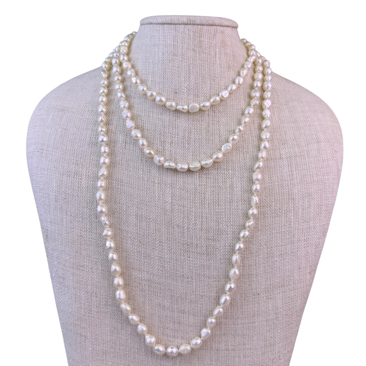 Freshwater Baroque Pearl Necklace Long Strand White Irregular Beads  Jewelry