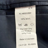 Calvin Klein Mens Navy Wool Blazer Jacket Slim Fit Checkered Two-Button Sz 40R