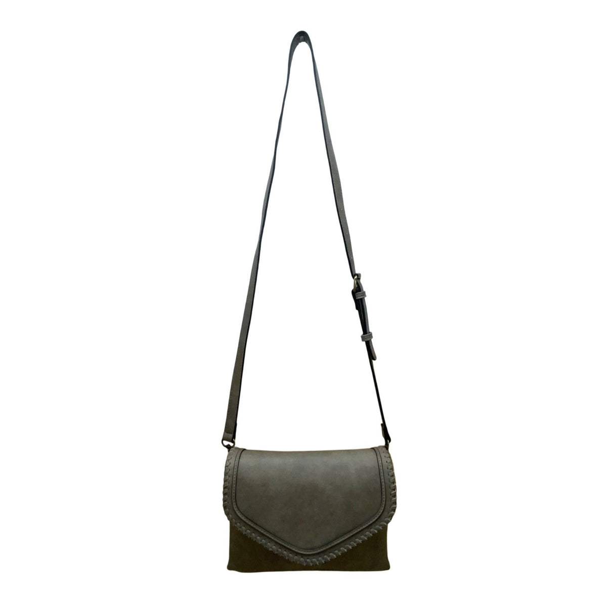 Jen & Co Women’s Gray Faux Leather With Adjustable Strap Crossbody Bag