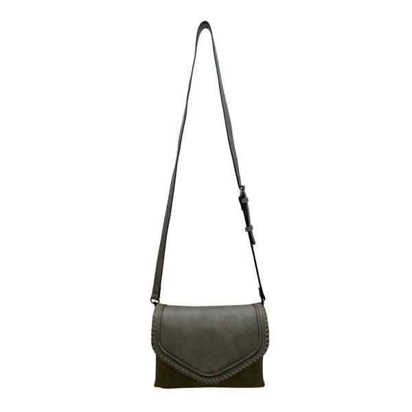 Jen & Co Women’s Gray Faux Leather With Adjustable Strap Crossbody Bag