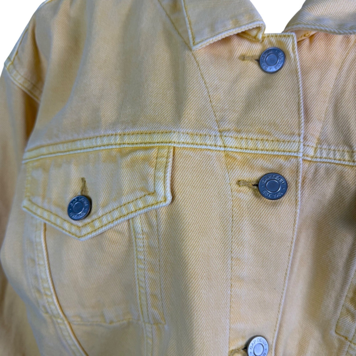 Gap Womens Yellow Denim Jacket Full Button FrontCotton Casual Sz XXL