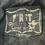 Vintage First Genine Leather Black Motorcycle Jacket With Zipper & Snap Details