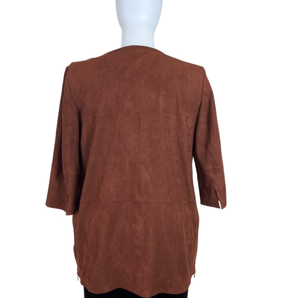 Chico’s Womens Brown Open Front Jacket 3/4 Sleeve Lightweight Elegant Size 2
