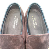 Hush Puppies Women’s Brown Suede Slip-On Gold Logo Detail Classic Loafers Sz 9.5