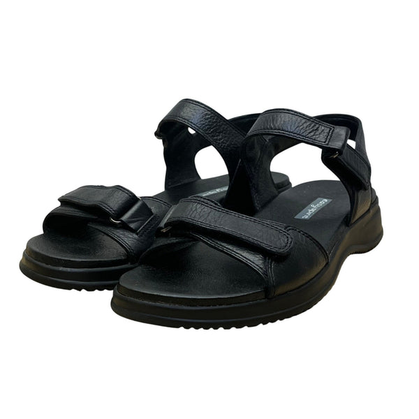 Easy Spirit Woman's Black Leather With Adjustable Straps Wheeze Sandals Size 7M