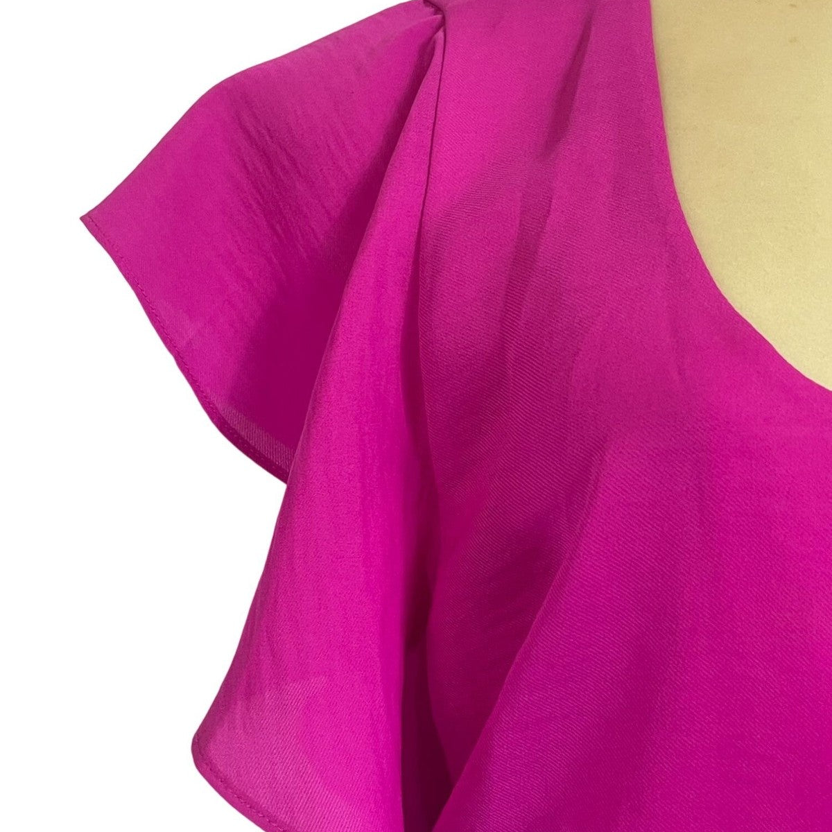 Banana Republic Fuchsia Flutter Sleeve Belted Dress Size 0 Lightweight Woven Fab