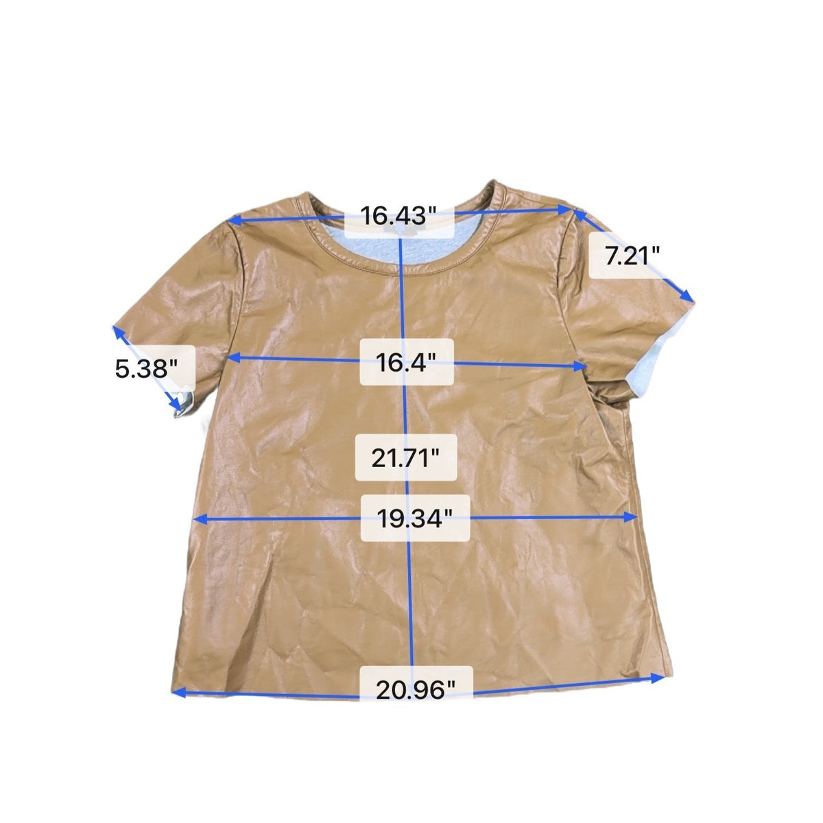 AS By DF Womens Tan Recycled Leather T-Shirt Short Sleeve Crewneck Size L
