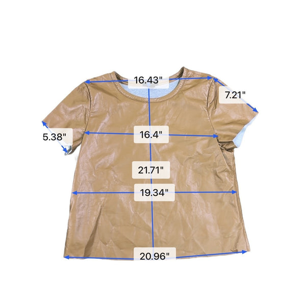 AS By DF Womens Tan Recycled Leather T-Shirt Short Sleeve Crewneck Size L