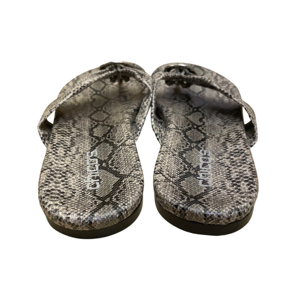 Chicos Women’s Gray Circuitry Snake Print Python Strappy Sandals Size 10