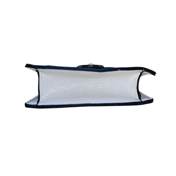 Aldo Women’s White Faux Leather Chain Handle With Gold Lion Detail Crossbody Bag