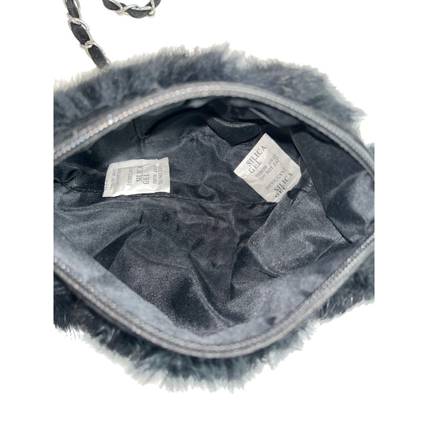 Unbranded Women's Black Faux Fur Crossbody Evening Clutch Sz S - NWT