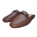 Naturalizer Women’s Brown Faux Leather Slip-On Chain Detail Mule Flats Size 8W