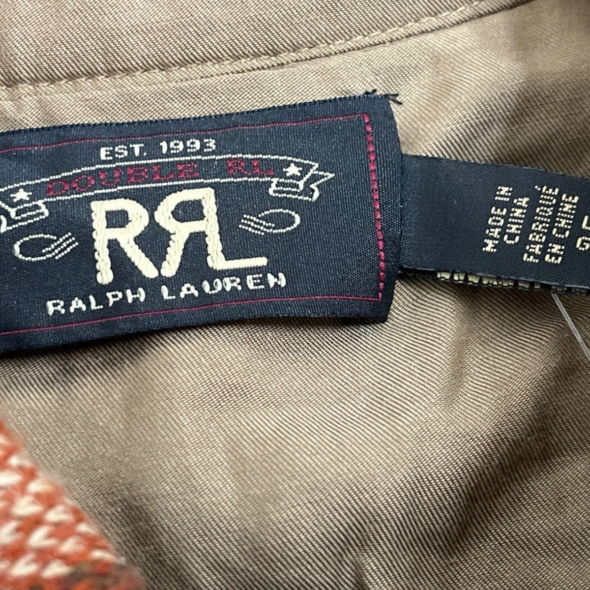 RRL Ralph Lauren Plaid Wool-Blend Shirt Jacket Beige & Rust Mens Size L - New