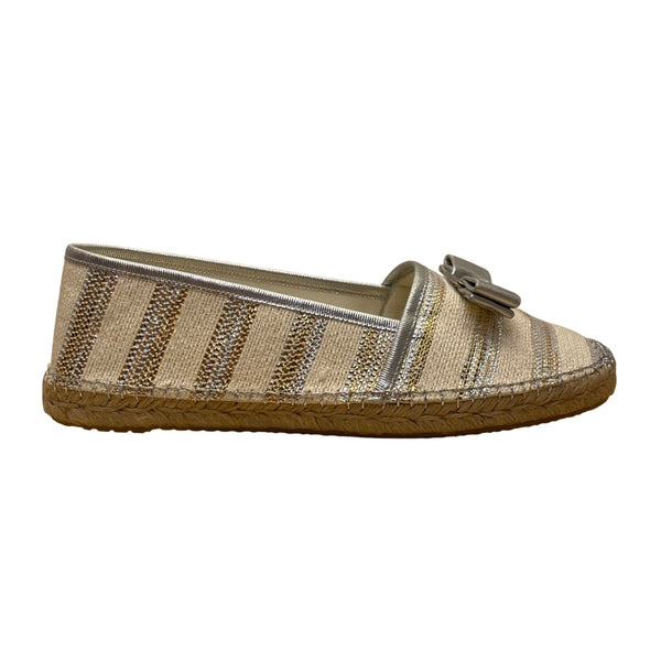 Salvatore Ferragamo Women’s Beige Panna Bow Elodie Espadrilles Flats Sz 9.5M