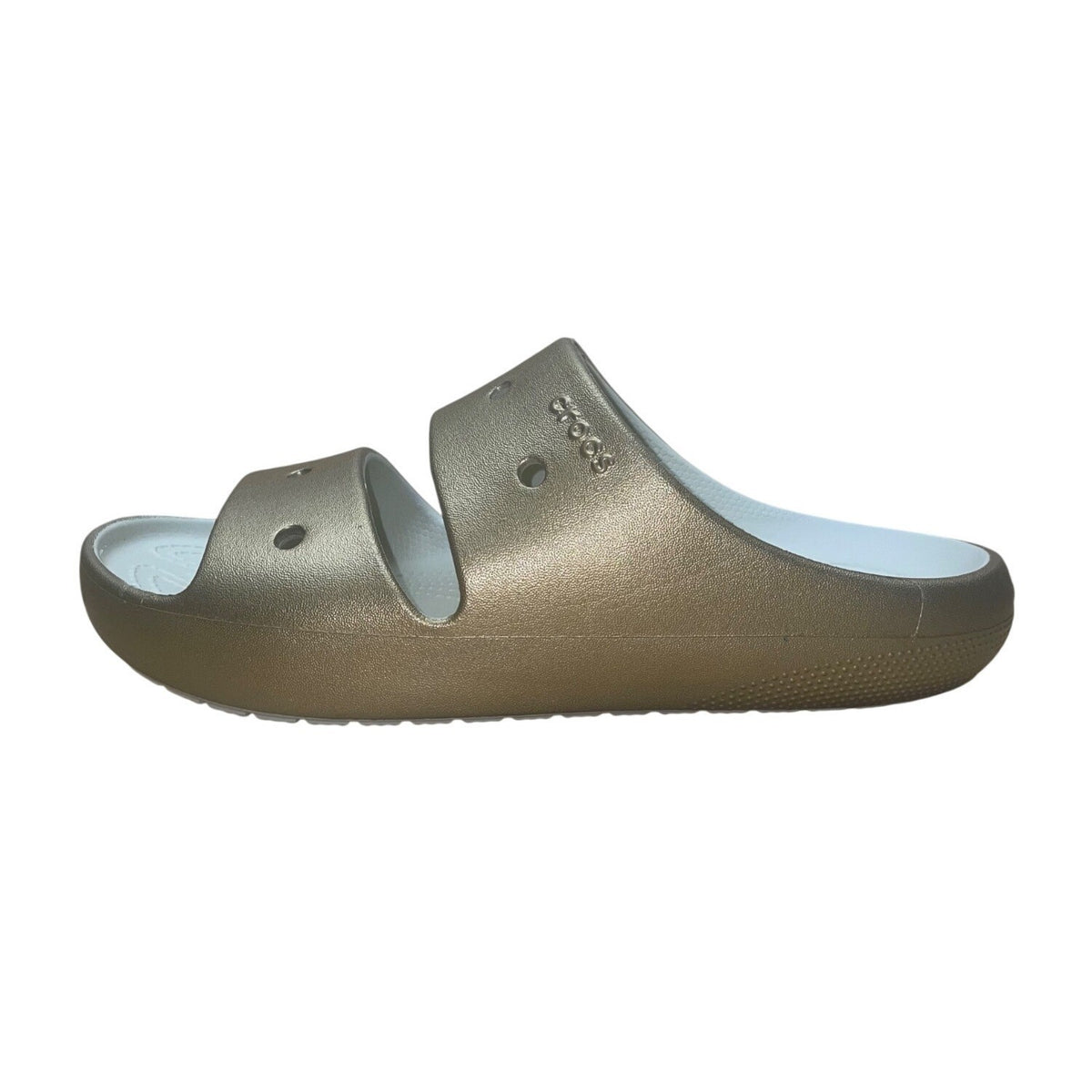 Crocs Unisex Metallic Gold Two-Strap Slip-On Comfort Slides Size M9/W11