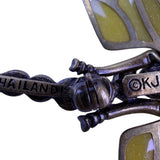 Kenneth Jay Lane Gold Tone & Green Rhinestone Dragonfly Brooch Enamel Wings