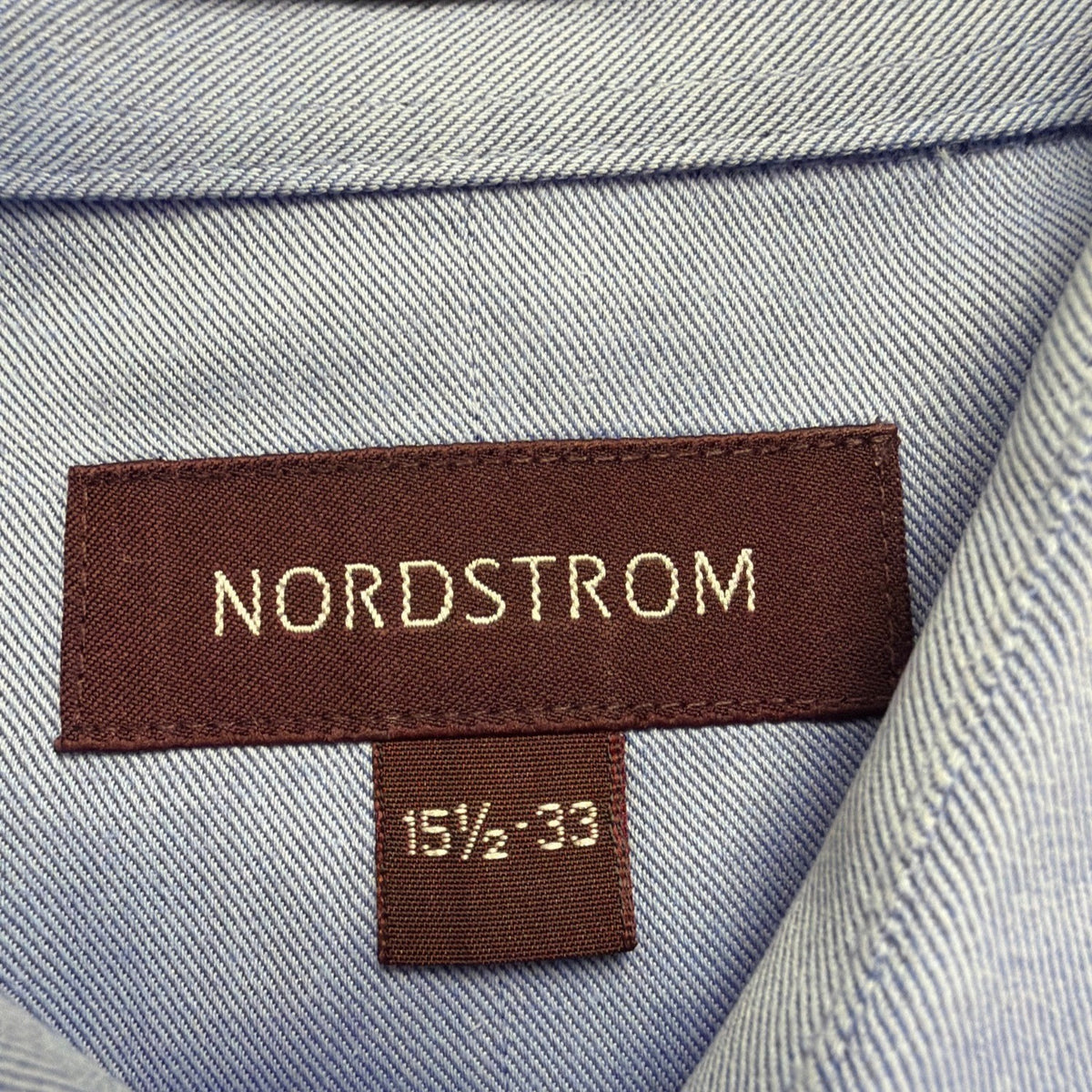 Nordstrom Mens Blue Cotton Long Sleeve Button-Up Shirt Size 15 1/2-33 Slim Fit