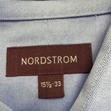 Nordstrom Mens Blue Cotton Long Sleeve Button-Up Shirt Size 15 1/2-33 Slim Fit