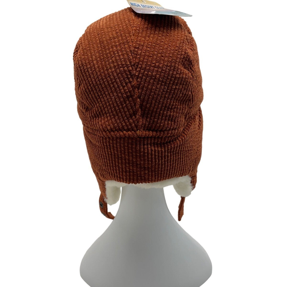 High Desert Gear Unisex Corduroy Faux Fur Trapper Ear Flaps Brown Cream One Size