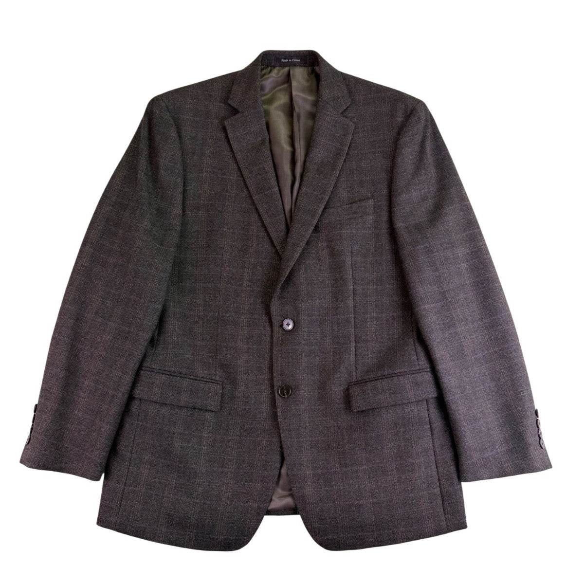 Calvin Klein Mens Gray Check Wool Blazer Jacket Stylish Plaid Formal Wear Sz40R