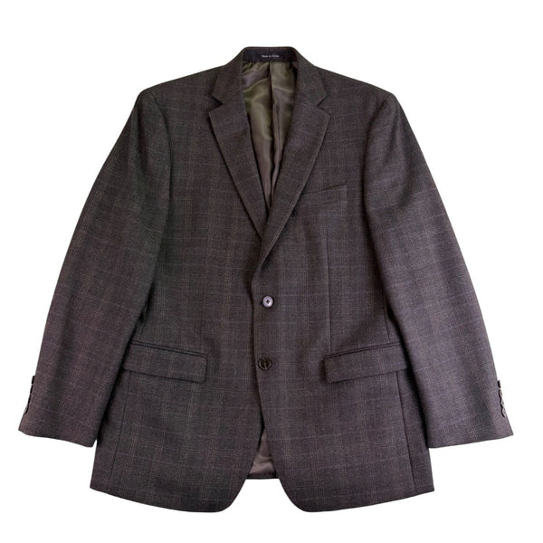 Calvin Klein Mens Gray Check Wool Blazer Jacket Stylish Plaid Formal Wear Sz40R
