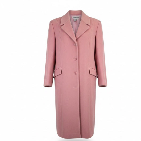 Jessica London Womens Pink Wool Blend Long Button-Front Coat Size 20WT