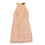 Lulus Womens Lavender & Beige Lace Sleeveless Cocktail Dress High Neck Size S