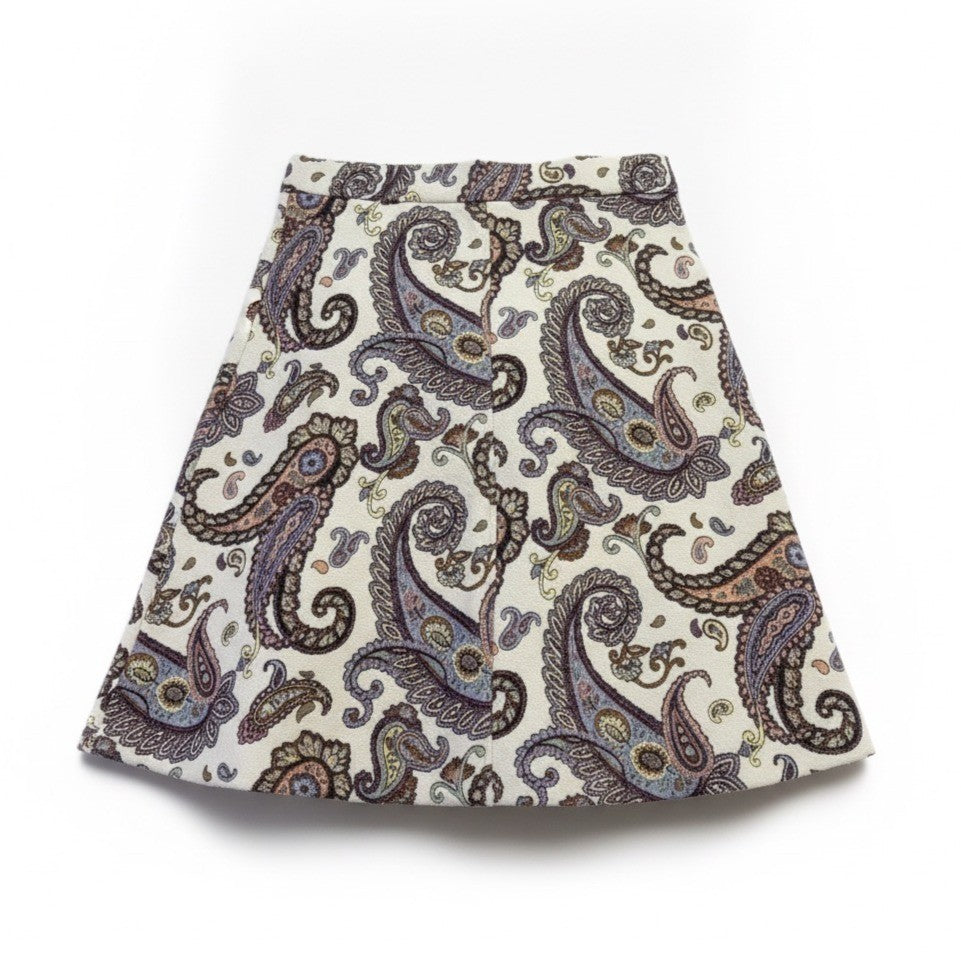 Zara Woman Multi-Color Cotton Blend Paisley Pattern A-Line Skirt Medium Size M