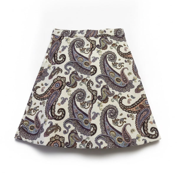 Zara Woman Multi-Color Cotton Blend Paisley Pattern A-Line Skirt Medium Size M