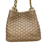 L.J.S Collection Women’s Beige Woven Gold Chain Strap Crossbody Bag
