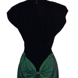 Vintage Lloyd Williams Black Velvet & Green Satin Dress With Bow Detail Sz 8