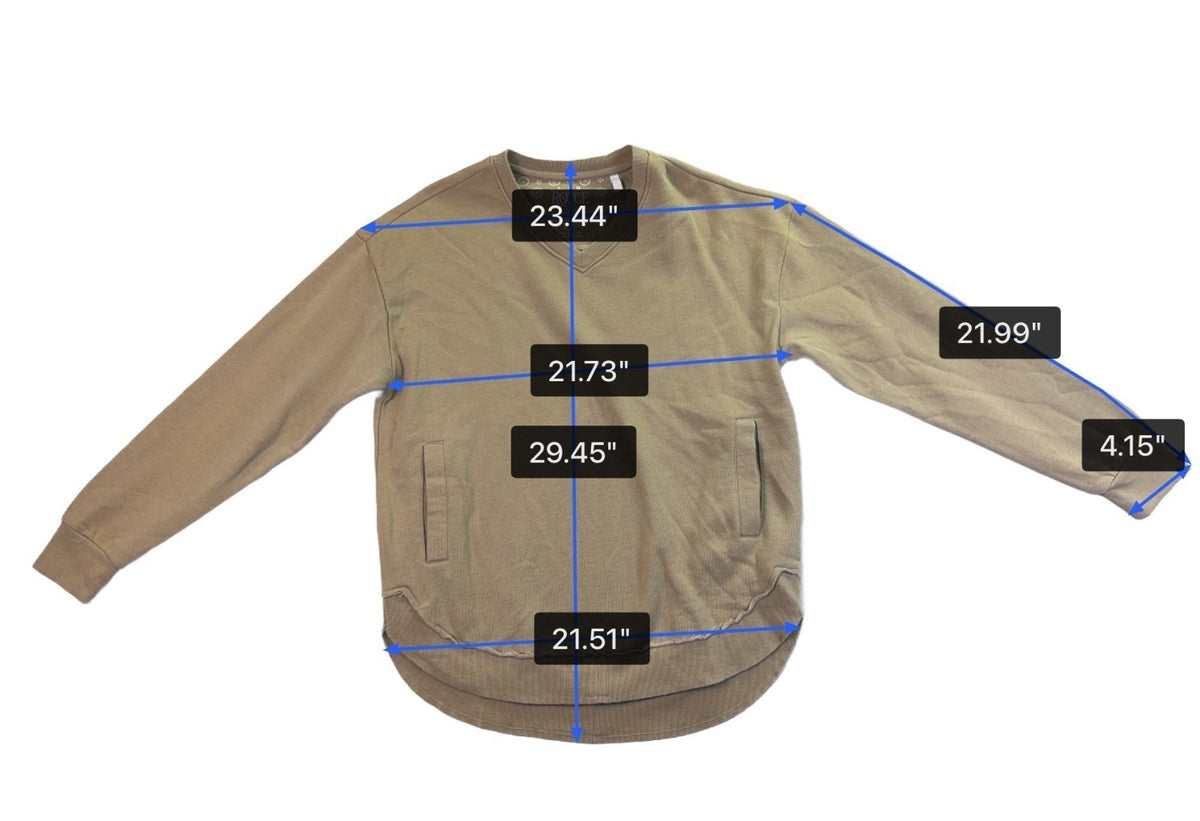 Royce Mens Beige Cotton-Blend V-Neck Sweatshirt With Pockets Size L