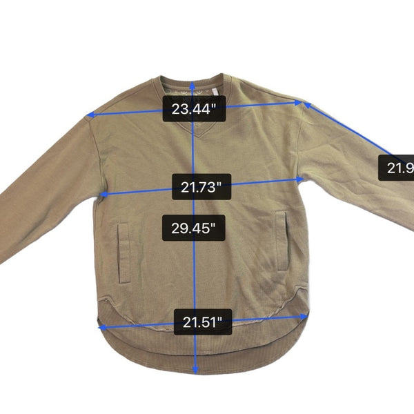 Royce Mens Beige Cotton-Blend V-Neck Sweatshirt With Pockets Size L