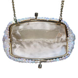 Handmade Women’s White Beaded & Sequin Evening Clutch Bag With Chain Strap