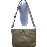 Vntg Ruth Saltz Women’s Beige Leather Gold Accent Adjustable Strap Shoulder Bag