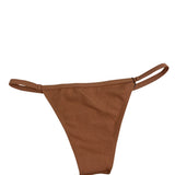 Zaful Womens Brown Ribbed Bikini Bottom Mid-Waist Size 8