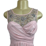 B. Darlin Womens Pink Beaded Mesh-Top Gown 1/2 Polyester Evening Dress