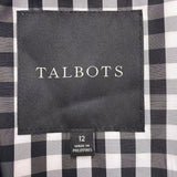 Talbots Womens Black & White Gingham Coat With Belt Size 12