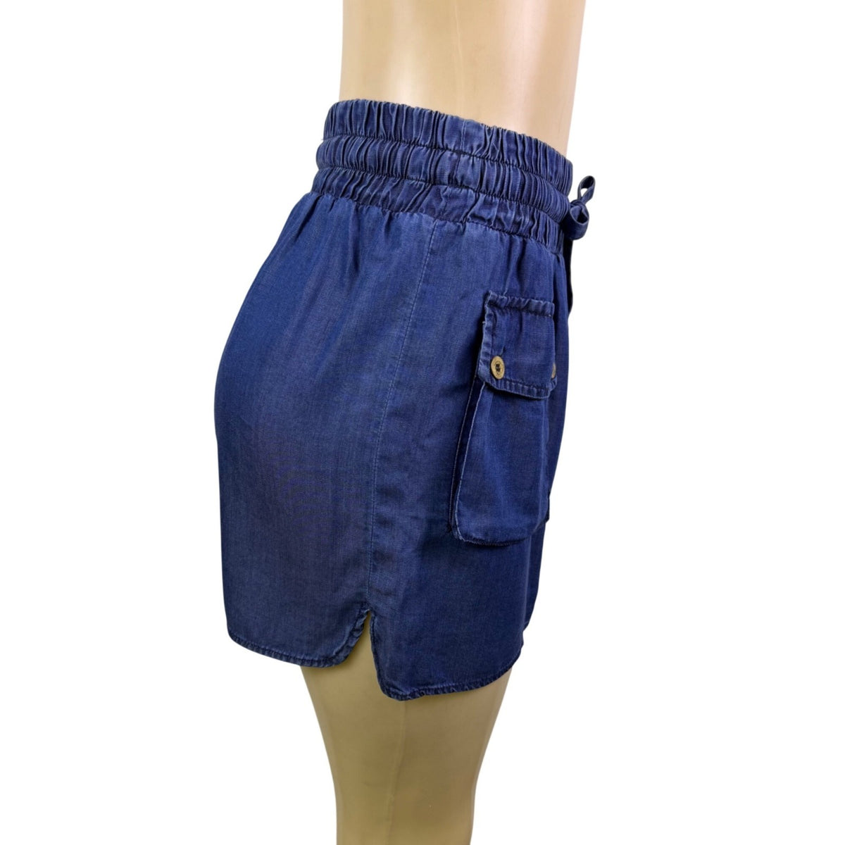 Zara Basic Womens Blue Lyocell Mini Skirt With Pockets Stylish Sz M 28
