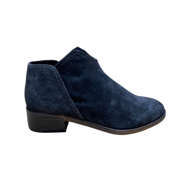 Vita Women’s Navy Blue Suede Slip-On Western Ankle Booties Size 8.5