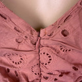 ASOS Womens Pink Eyelet Ruched Mini Dress Three-Quarter Sleeves Sz 4 - New