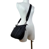 Lug Quilted Black Nylon Adjustable Strap & Zipper Pockets Swivel Crossbody Bag