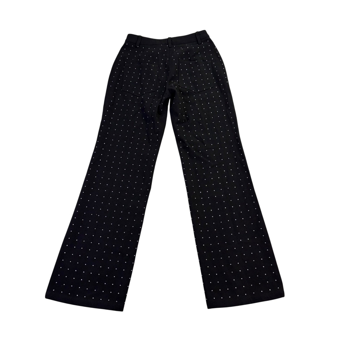 Pretty Garbage Womens Black Cotton Wide-Leg Studded Pants With Pockets Size S 